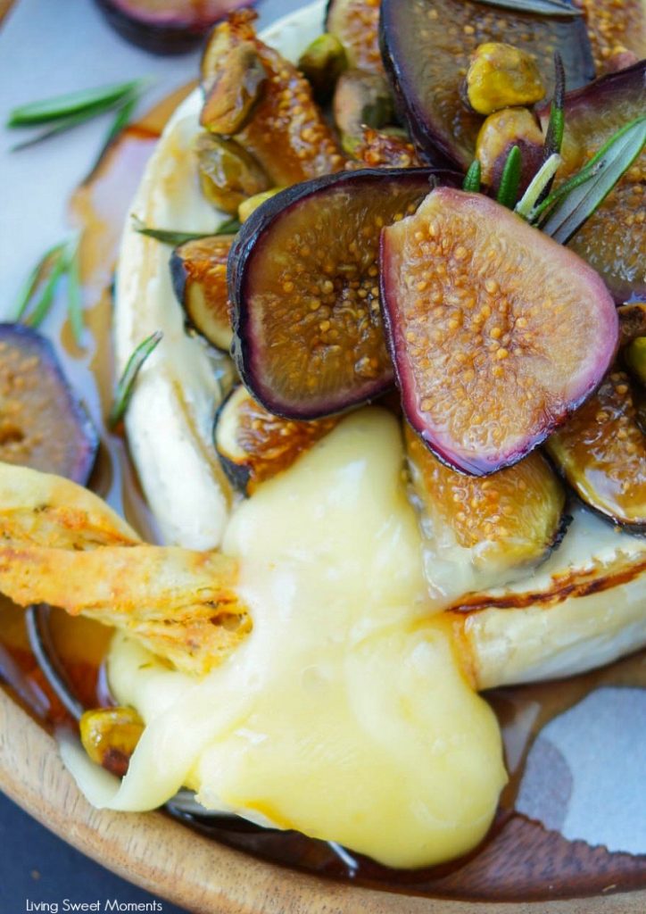 A close up of Honey Baked Brie.